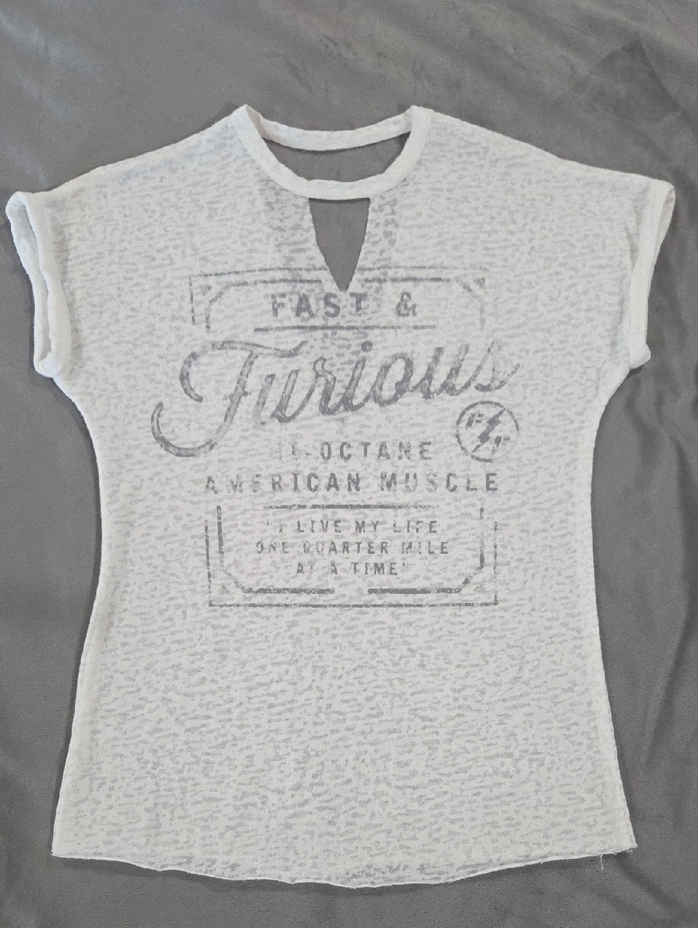 Women's White 'Furious' Keyhole Graphic Tee